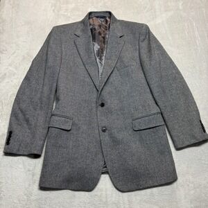 Brooks Brothers Sport Coat Mens 46L Herringbone Lambswool‎ Italy Blazer B&W